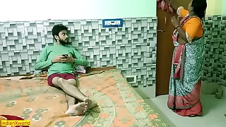 Indian teen small fry fucking with hot comely maid Bhabhi&excl; Finalize homemade copulation